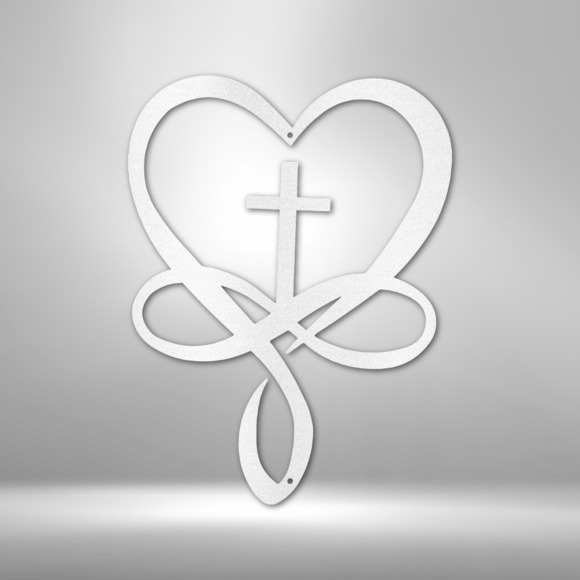 Scripture Sign Love Infinity Cross Steel Sign Laser Cut Powder Coated Home & Of